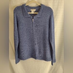 Coldwater Creek‎ lite blue zipper sweater L